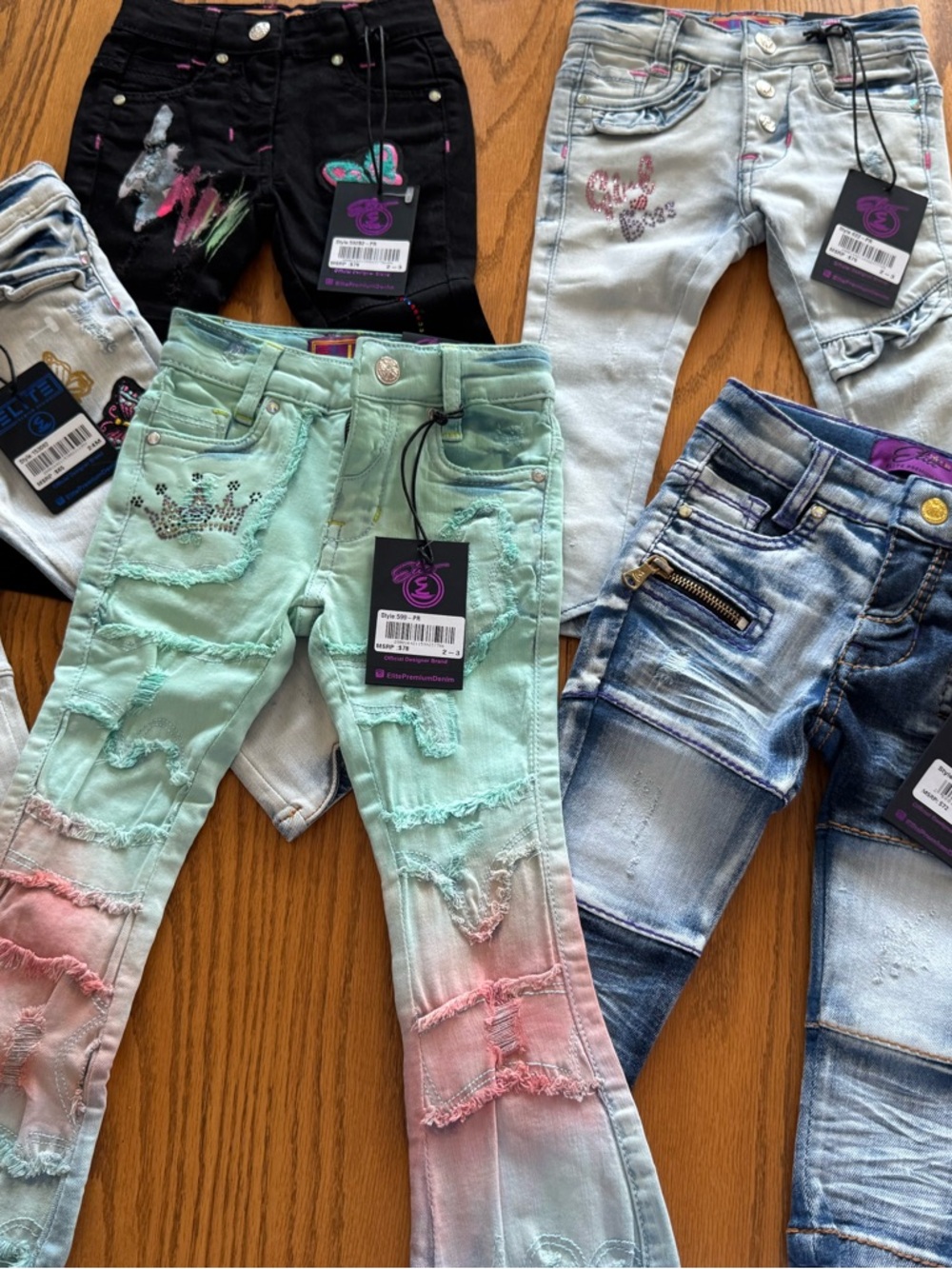 Kids Ombre Mint to Pink Distressed Jeans - Brand: All new. Size 2/3 girls